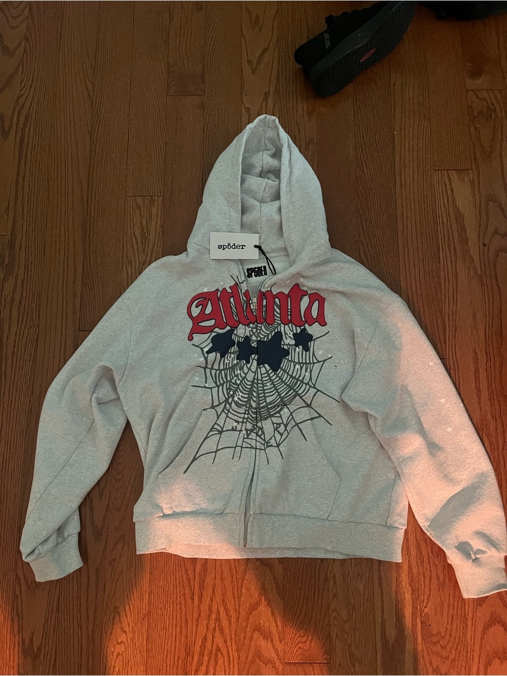 Sp5der Gray 'Atlanta' Spider full Zip Hoodie